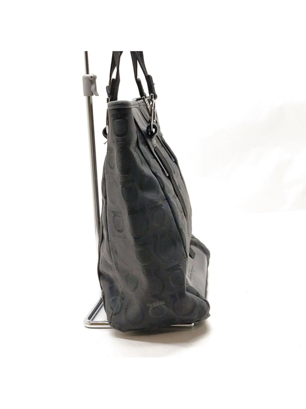 Salvatore Ferragamo Black Logo Jacquard Tote with Gancini Hardware - Picture 4 of 16